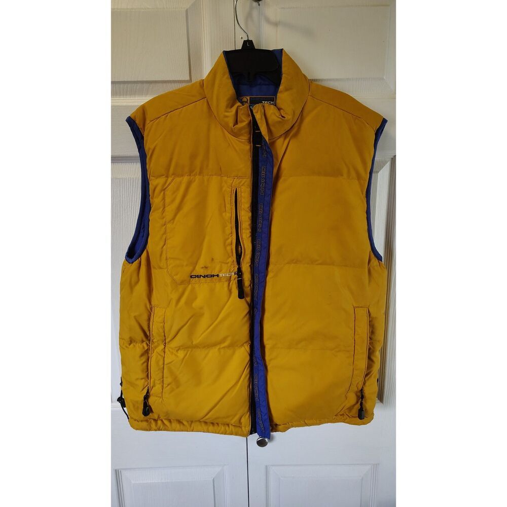Cinch Tech Men's Reversible Quilted Puffer Vest Blue & Yellow Large - Picture 3 of 12